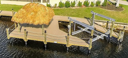 Picture showing the completed boat dock with lift