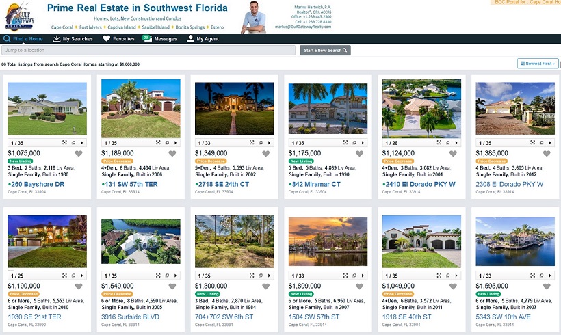 Immobilien MLS Florida - Bild der Ausgabe von Ergebnissen bei der Suche im MLS