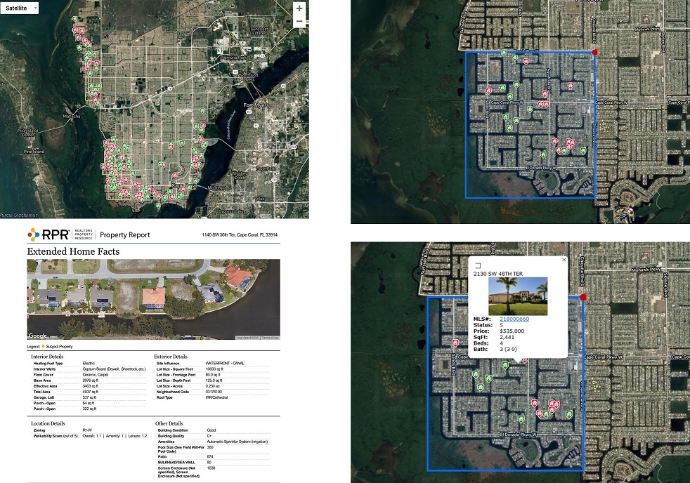 Marktanalyse und Marktwert Immobilie Cape Coral - Bild der Anzeige des Auswertungssystems des Maklers