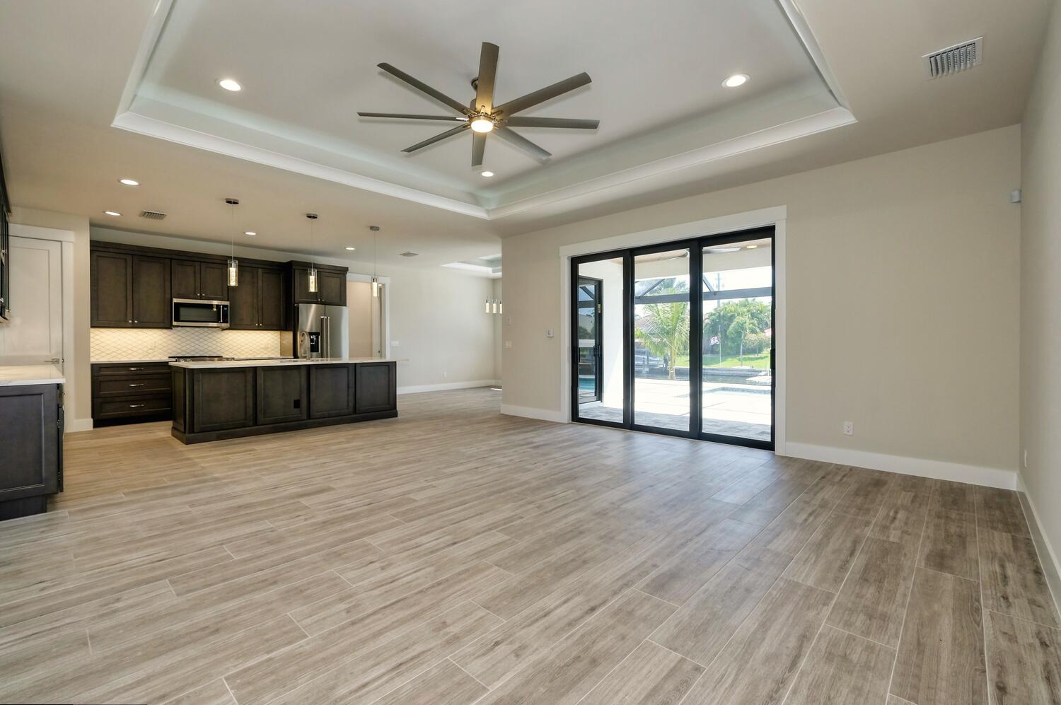 Picture of the living area of the model home Serenity